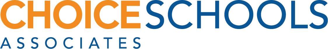 Choice Schools Associates logo featuring vibrant orange and blue colors, emphasizing educational selection and empowerment.